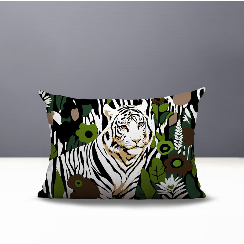 Oreiller rectangulaire réversible intérieur / extérieur Wilo Tiger, Noir, H 25 po x l 18 po