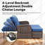Chaise de patio d'extérieur inclinable réglable en osier pour patio à 4 positions avec repose-pieds avec coussins-159527882