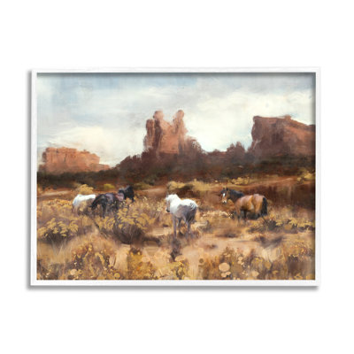 " Desert Horses Landscape " by Nina Blue Painting Print
