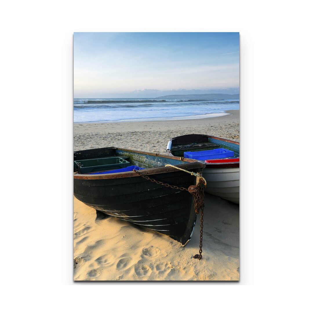 Leinwandbild Fischerboote am Sandstrand