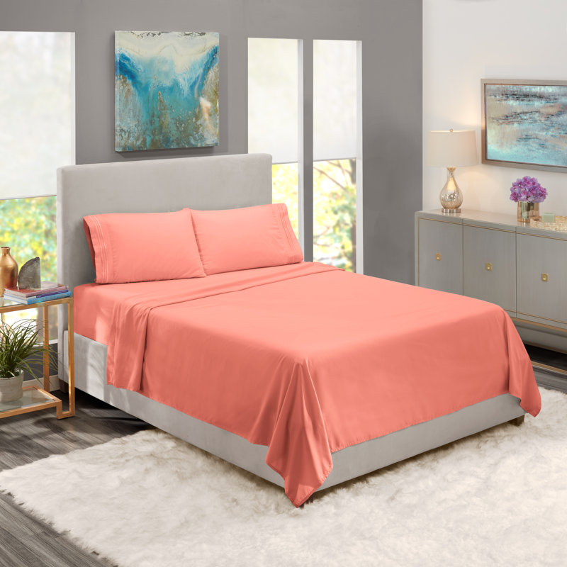  Ensemble de draps double brossé de luxe pour hôtel avec draps et taies d'oreiller très doux, Grand / véhicule récréatif