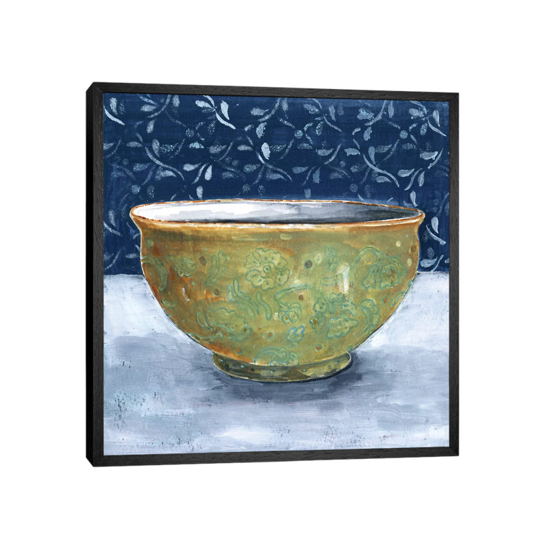 Golden Bowl by Miri Eshet - Painting on Canvas, 66.04 cm H x 66.04 cm W, Black Framed