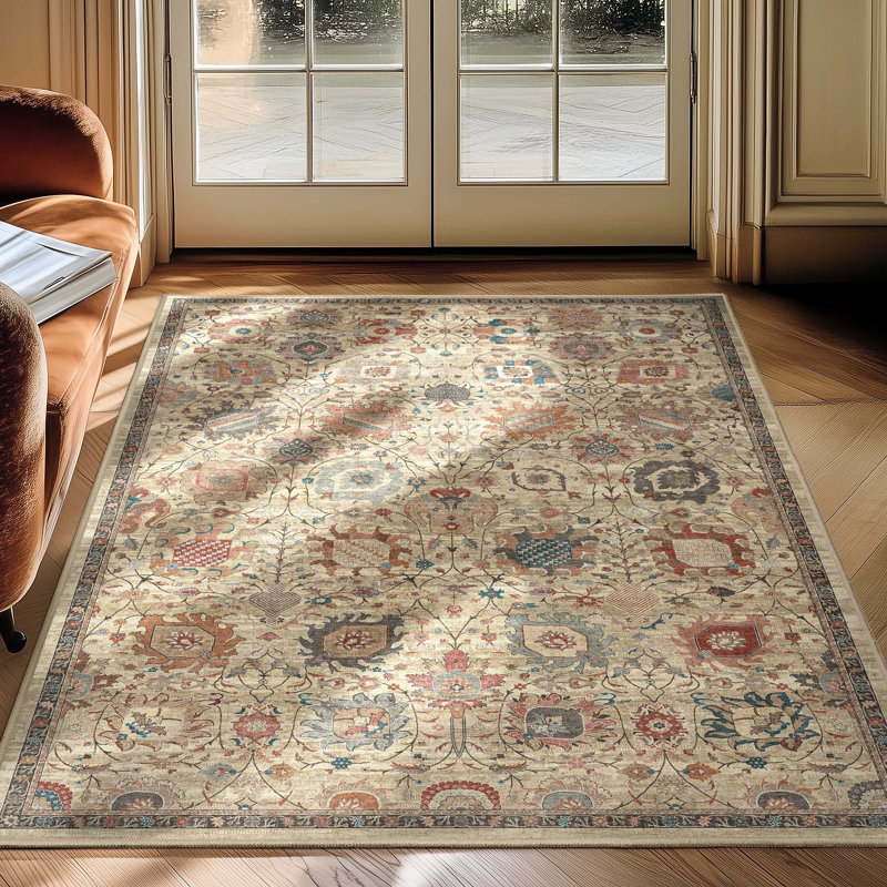 Tapis beige Bungalow Bungalow Aylena, Rectangle 3 pi 3 po x 5 pi