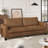 93'' W Faux Leather 3-Seater Sofa, Deep Seat Couch with Spring Cushion, Removable Cover, Sturdy Frame, Easy Assembly for Office, Living Room, Bedroom, and Small Space, Brown-1837240365