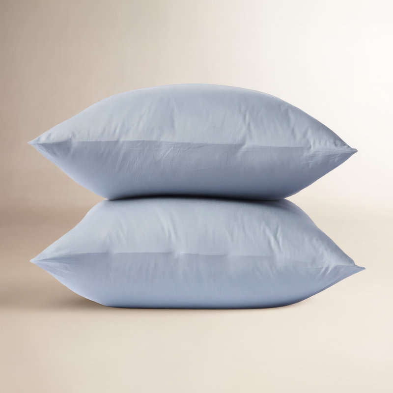 Crinkled 100% Cotton Percale - Set of 2, Standard/Queen Pillowcase, Steel Blue