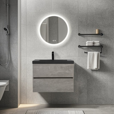 Meuble-lavabo mural mural flottant simple gris