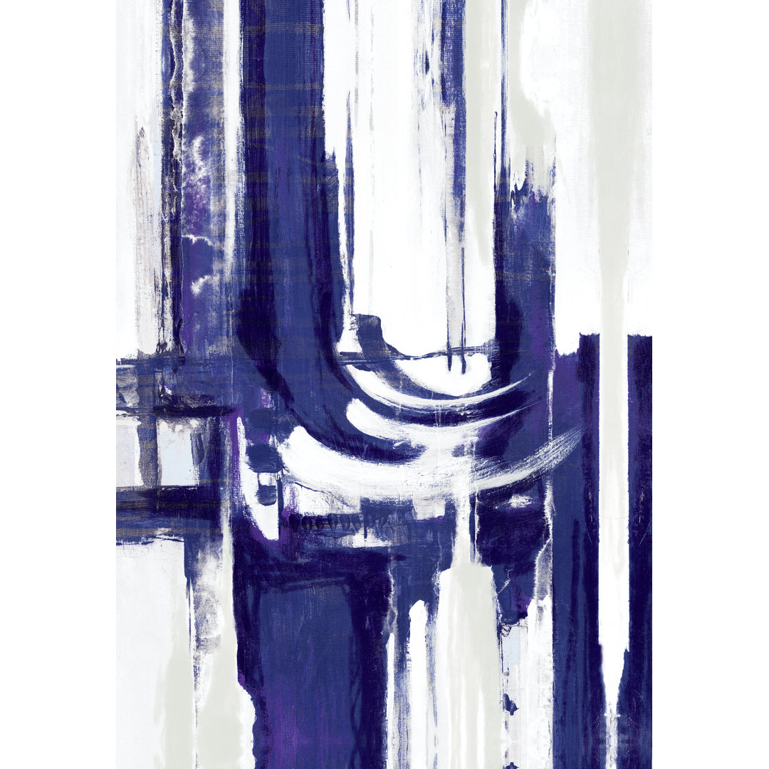 Linear Abstract Blues - Wrapped Canvas Painting Print
