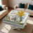 Modern Mirrored Coffee Table With Faux Diamond Inlay, Tempered Glass Top And Mirrored Stacked Base