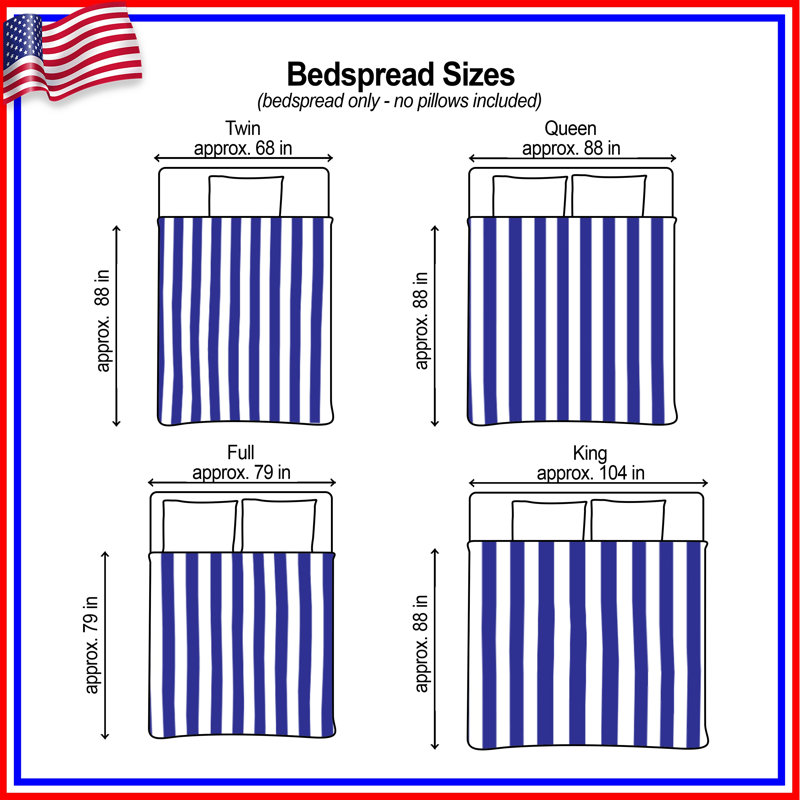 Blue White Stripes Bedding Stripes Bedspread Pattern, Full / Double