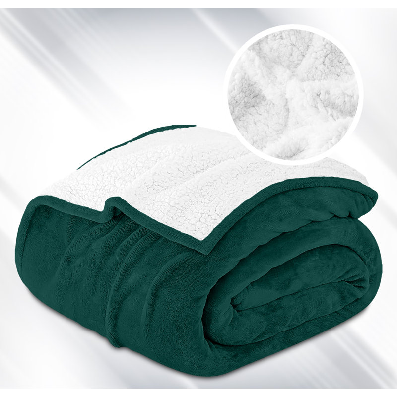 Luxury Sherpa Fleece Blanket – Soft, Warm & Cozy Reversible Throw For Bed & Sofa, Emerald, 240cm x 200cm