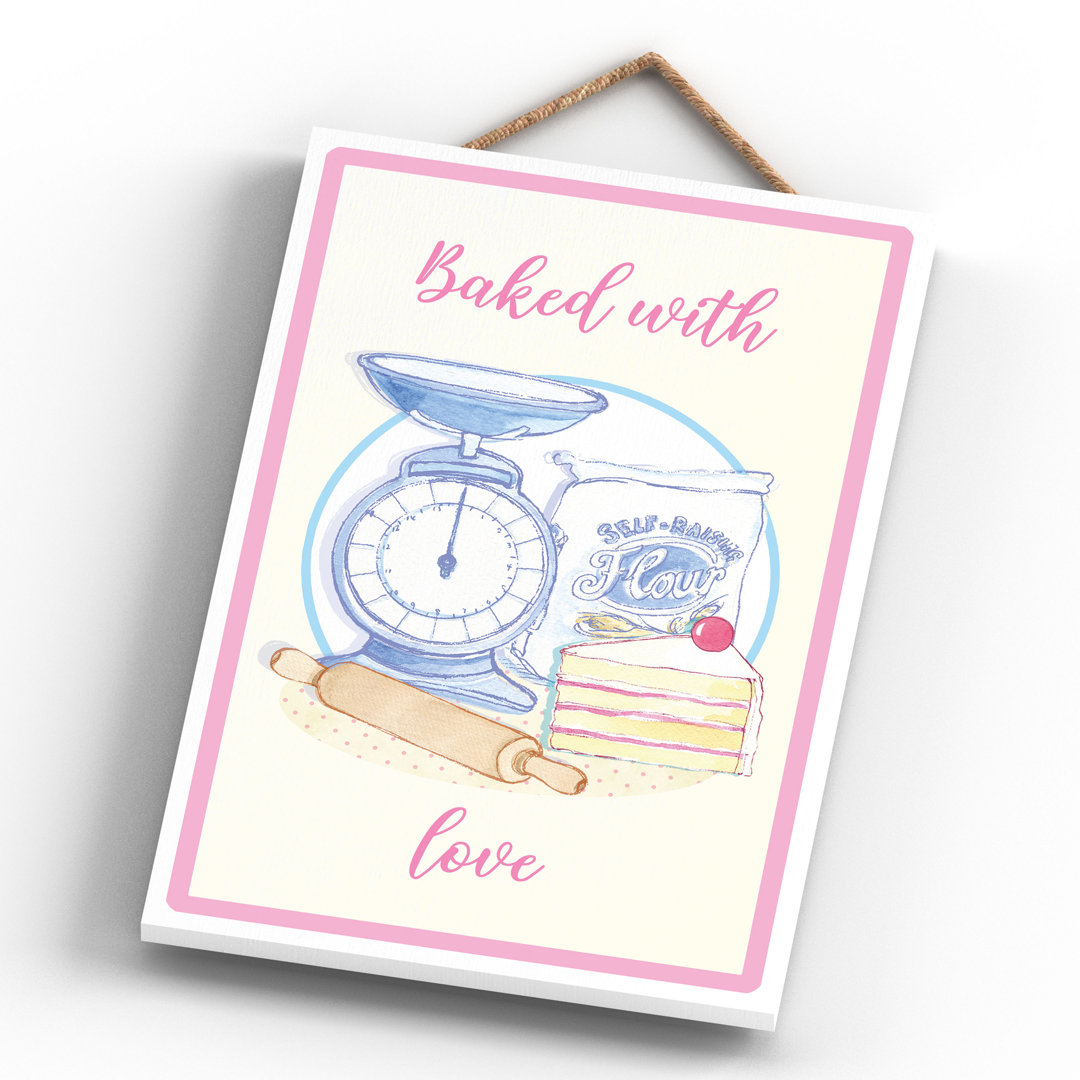 Baked With Love Baking Themed Wooden Plaque Wall Décor