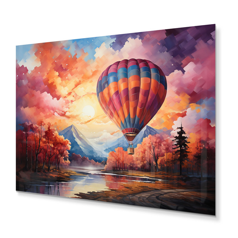 Décoration murale colorée en montgolfière II - montgolfière en métal, H 16 po x l 32 po x P 1 po