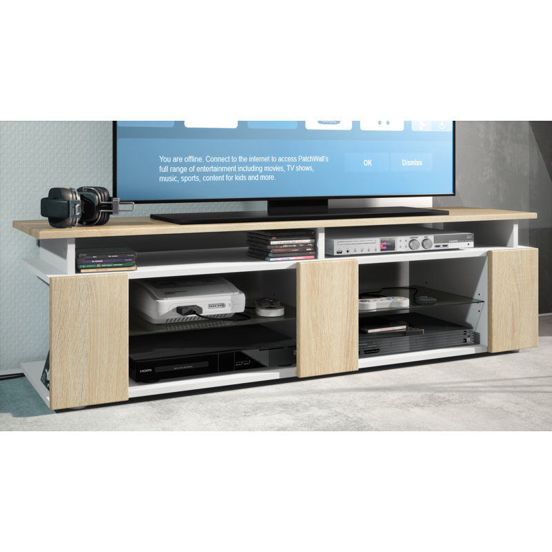 Mcclintock TV Stand for TVs up to 60", White Matt/Oak Saw