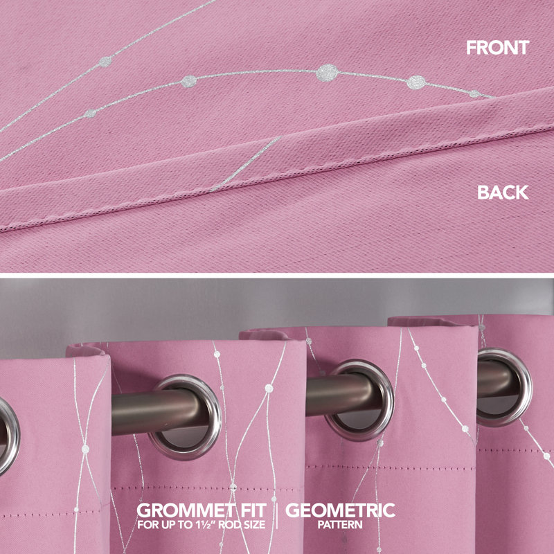 Cohmer Room Darkening Curtain Pair, 52" W x 84" L, Pink