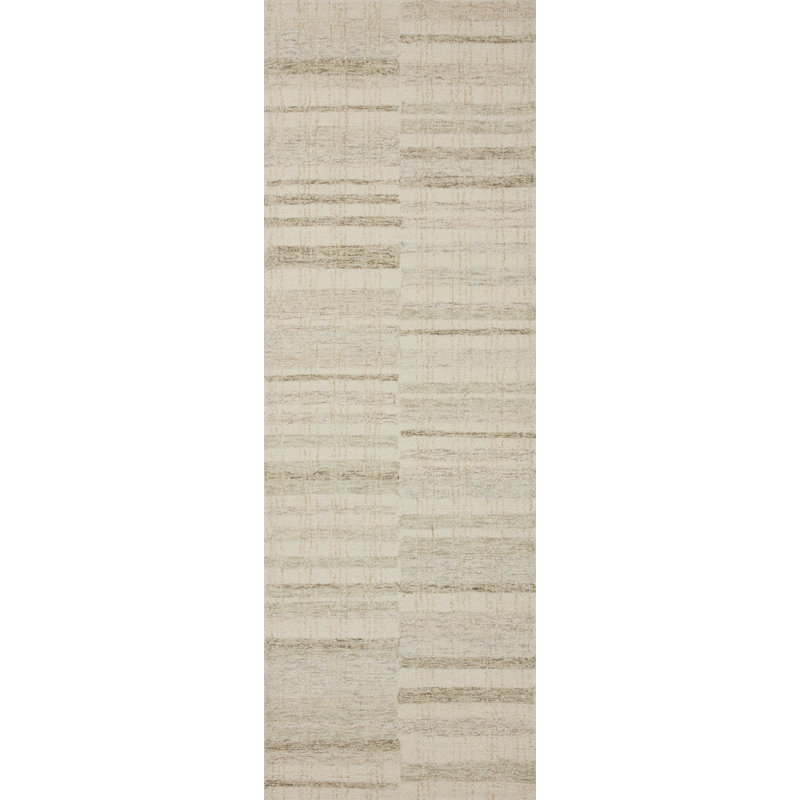 Gray and Natural Handmade Wool Stripe Area Rug