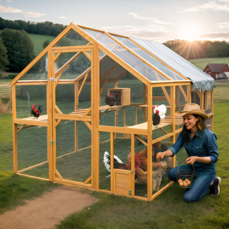 Grand enclos extérieur pour poulailler imperméable de 110 po, housse de mise à niveau pour parc à chat et volaille
