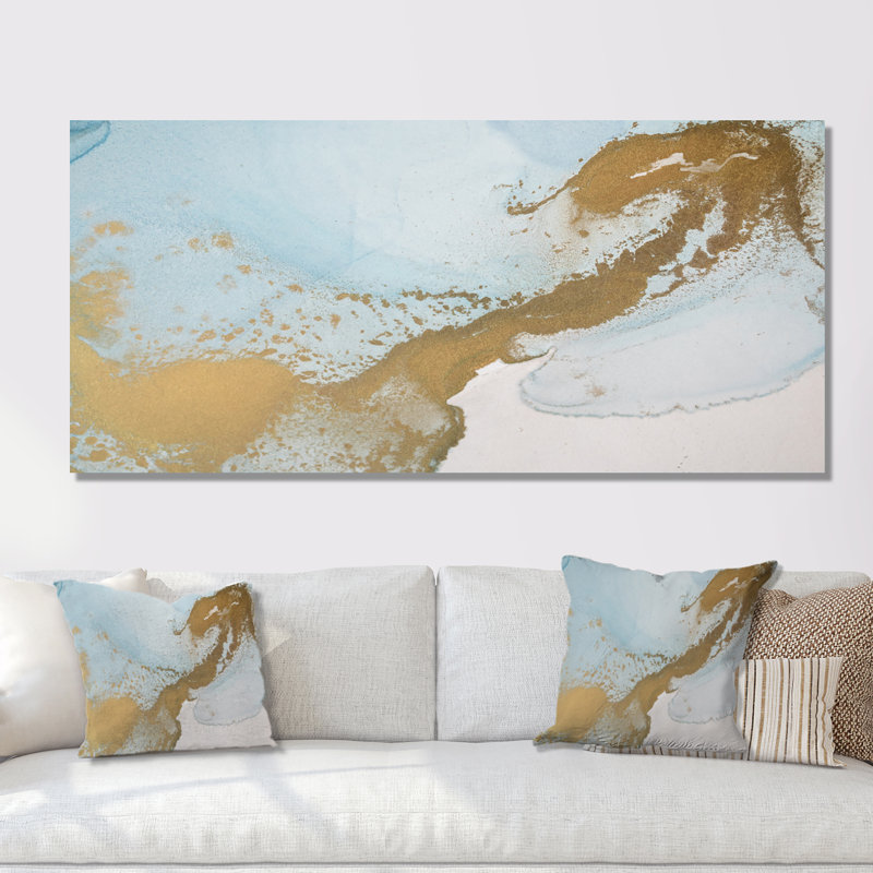 «Gold Turquoise», impression sur toile, H 28 po x l 60 po x P 1,5 po, Toile tendue