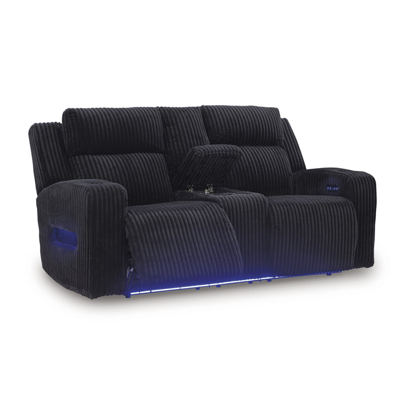 Odhren Power Reclining Loveseat With Console, Black