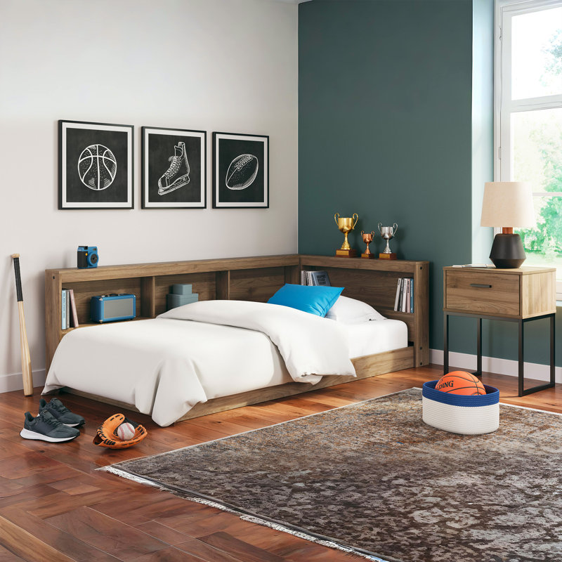 Teddy Bed with Bookcase, Twin, Brown