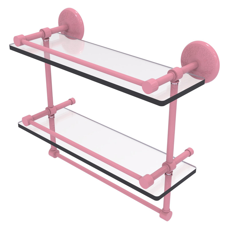 Tablette double en verre avec barre à serviettes Yae Carlo Collection, Rose