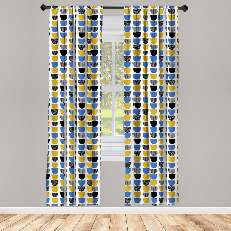 Geometric Semi-Sheer Rod Pocket Curtain Panels, 28" x 84"