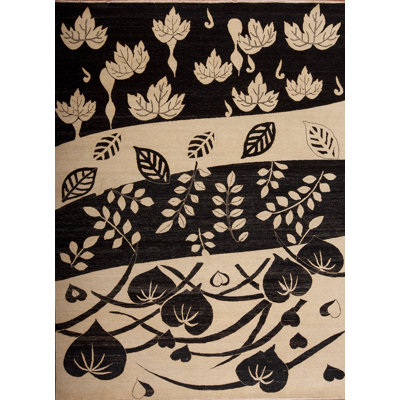 Whimsical Hand Knotted Wool Floral Area Rug