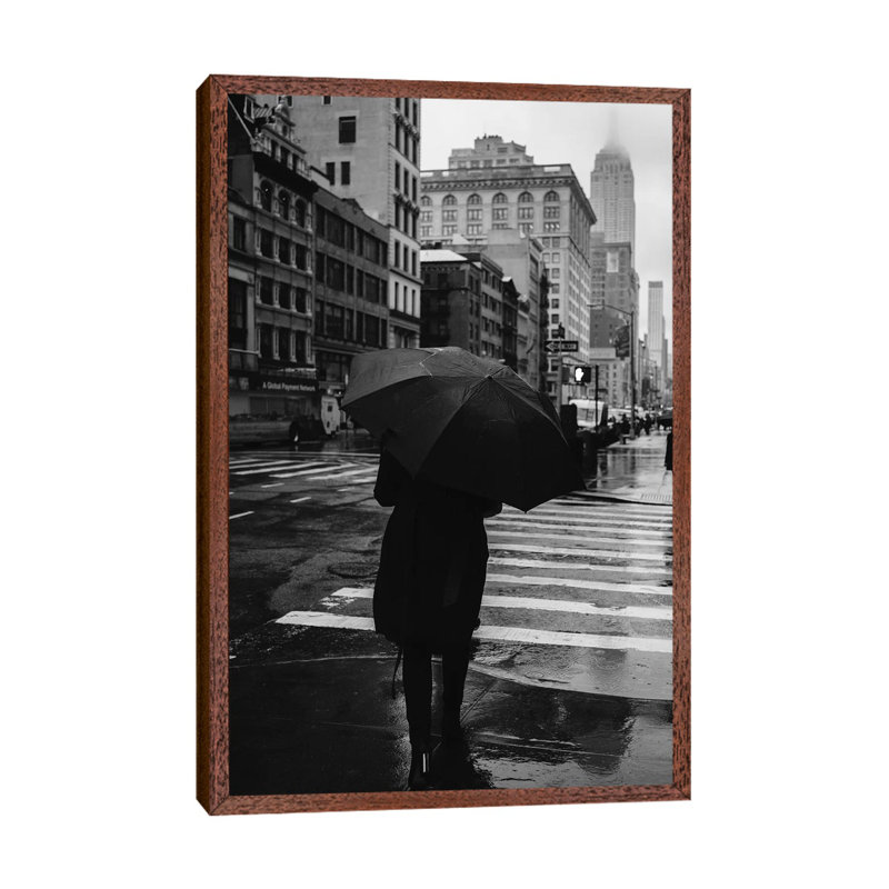 Rainy New York IX by Bethany Young - Print on Canvas, 101.6cm H x 66.04cm W x 3.81cm D, Classic Brown Wood Framed