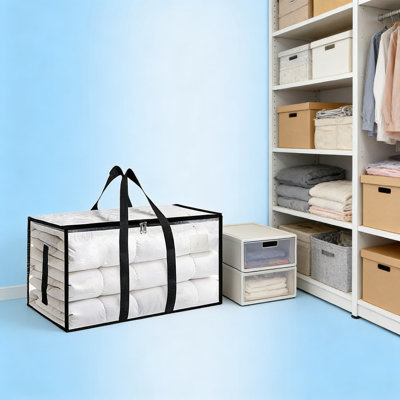 Sacs de transport robustes avec fermetures à glissière et poignées - très grands bacs de rangement imperméables, pliables pour le déplacement, le dortoir d'université et l'organisation saisonnière