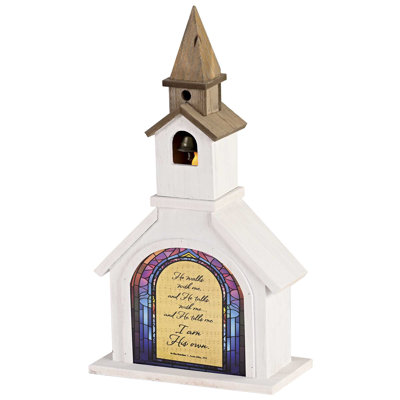 Church Figurine In The Garden 14.5H