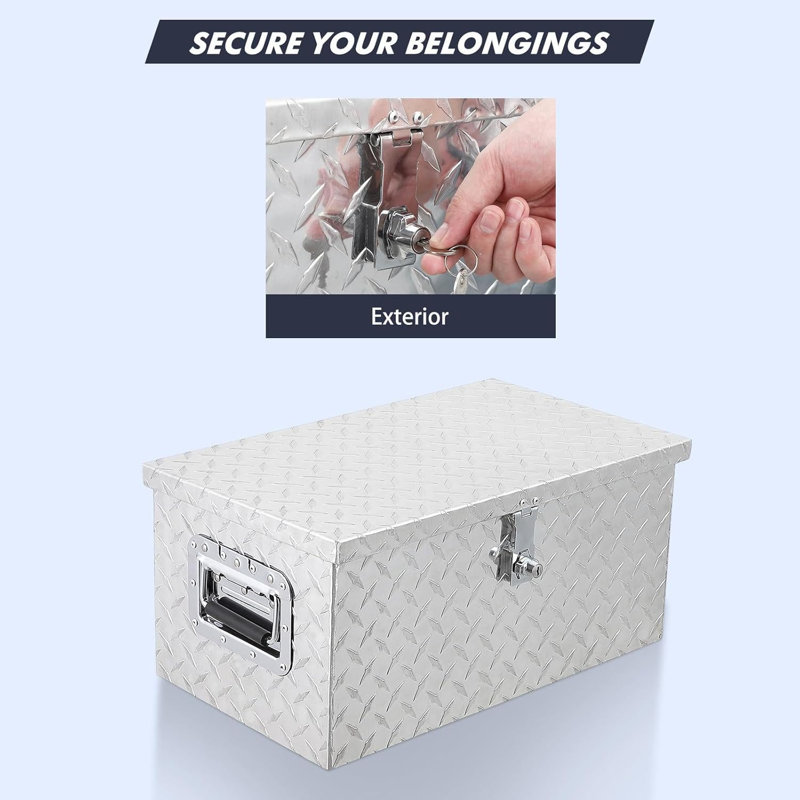 20 Inch Aluminum Diamond Plate Tool Box With Lock and Keys