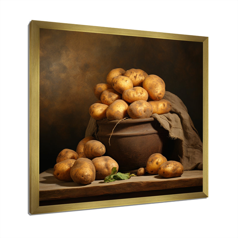 «Potato Amber» sur toile, H 30 po x l 30 po x P 1 po, Cadre doré simple
