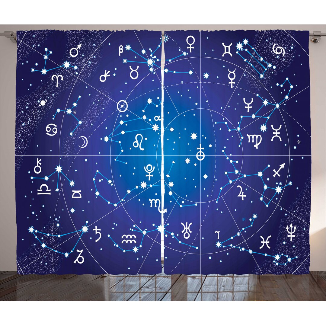 Rustikaler Vorhang, Constellation Zodiac, Astrologie, Dunkelblau