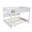 Lit superposé grand sur grand avec tablettes de rangement intégrées et station de charge, lit superposé simple en bois de pin massif avec garde-corps et échelle, blanc