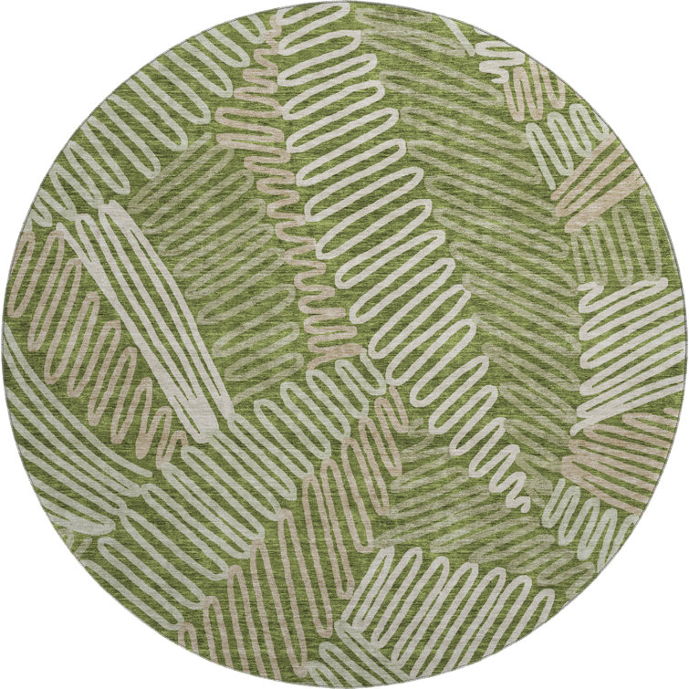 Premium Machine Washable Prisco Olive Rug