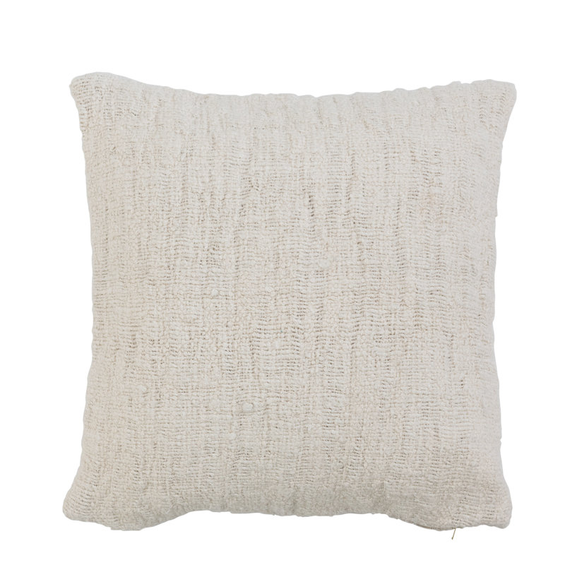 Cream Stonewashed Silk and Woven Cotton Euro Pillow Cover