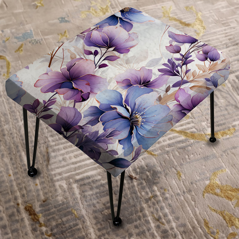 Repose-pieds rectangulaire blanc et violet Wonderland
