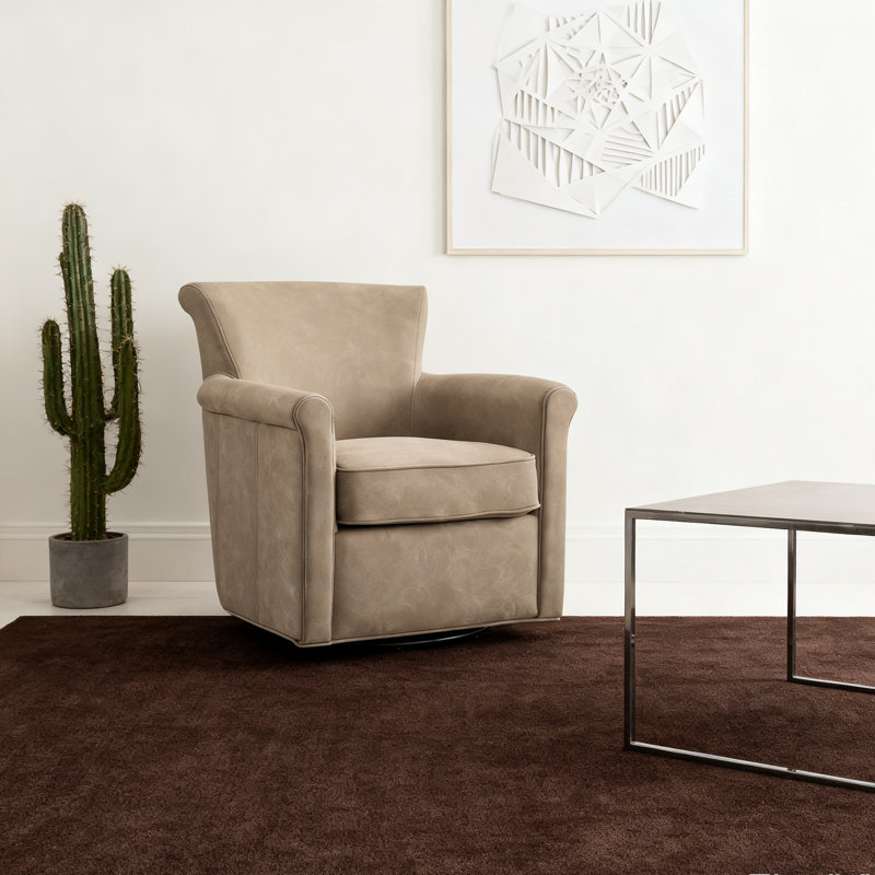 Fauteuil d'appoint pivotant en similicuir moderne - saule, Tanné