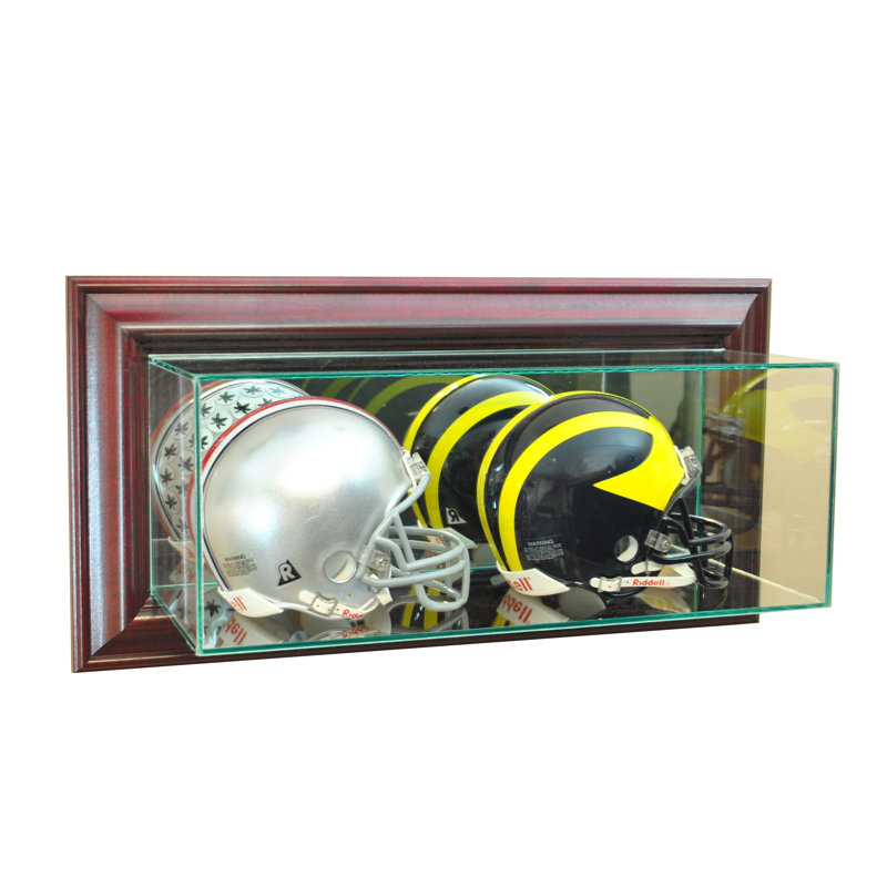 Perfect Cases And Frames 19'' W 7'' D Football Glass Hat / Helmet Case, Cherry