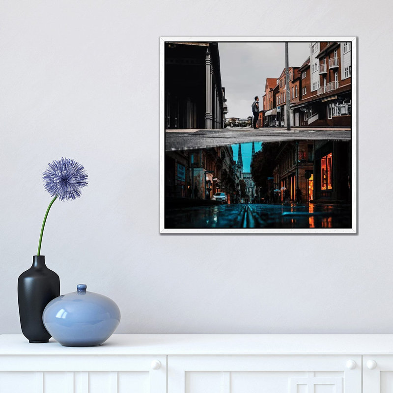 Day Vs Night by Paul Haag - Print on Canvas, 45.72 cm H x 45.72 cm W, White Framed