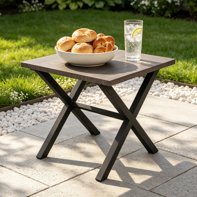 Patio Side Table, Weather Resistant Outdoor Square Coffee Table
