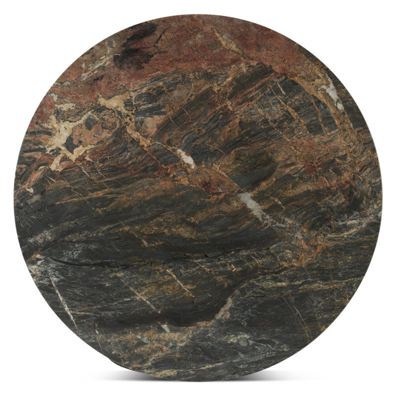 Caldera 48" Round Dining With Lava Marble And Dark Oak Base