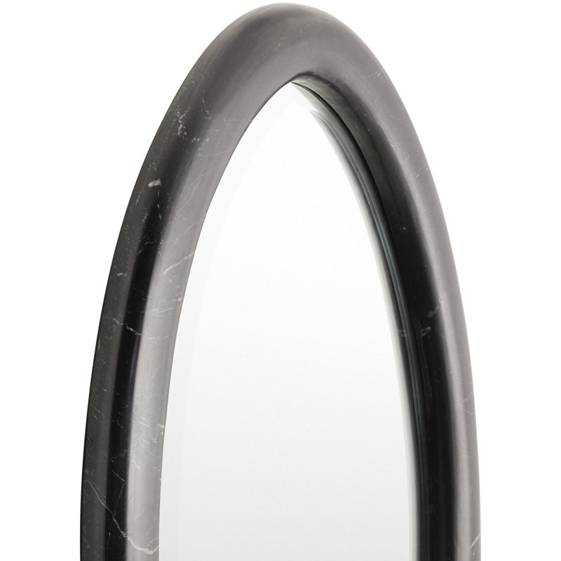 Araminta Oval Genuine Marble Mirror, 18" x 28", Black