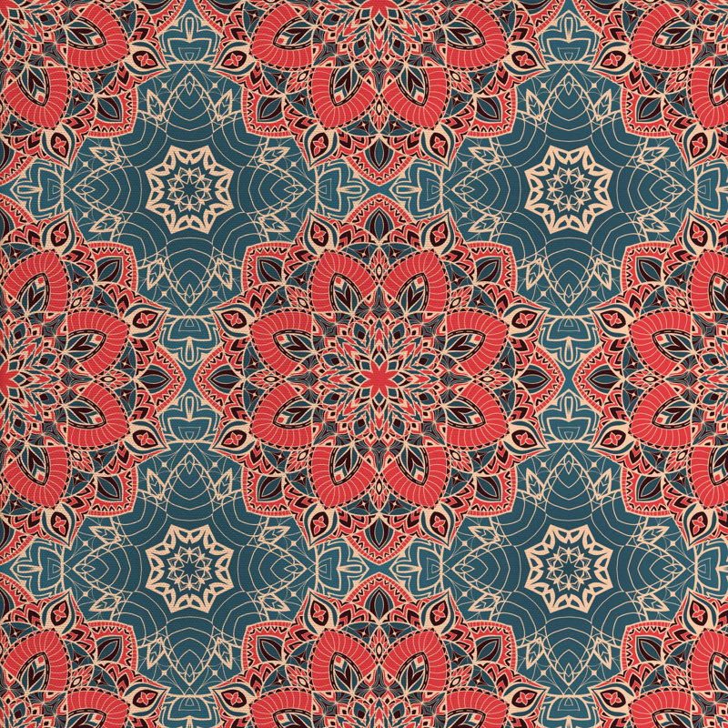 Tissu mandala, H 36 po x l 58 po x P 1 po