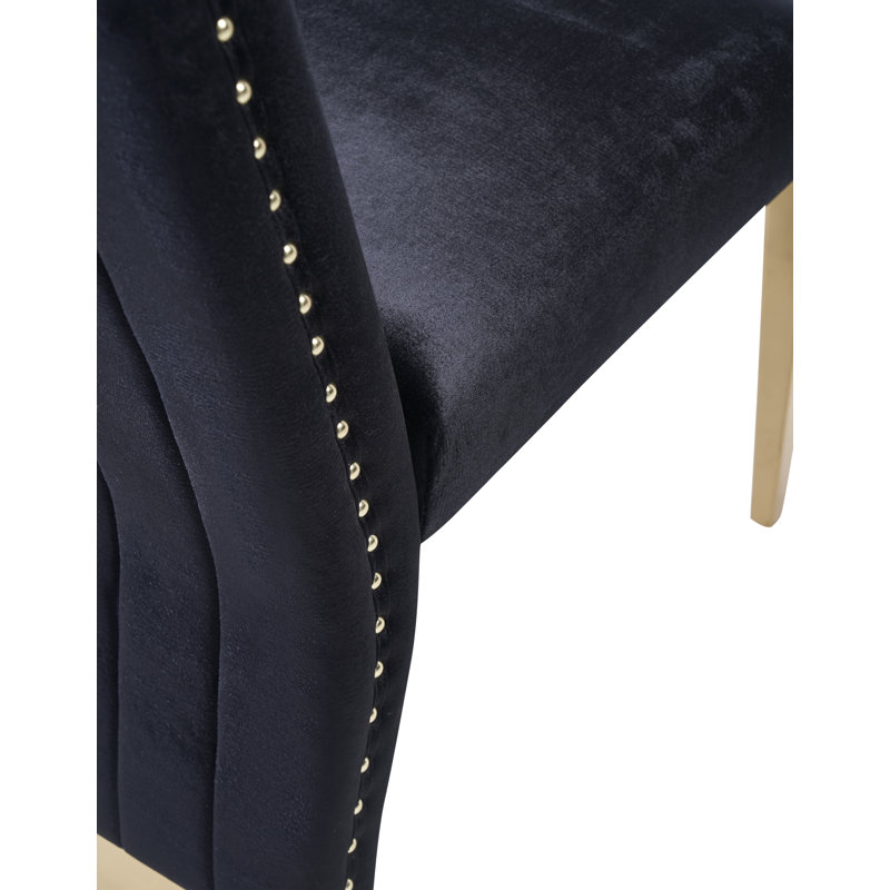 Rovala Velvet Side Chair, Black