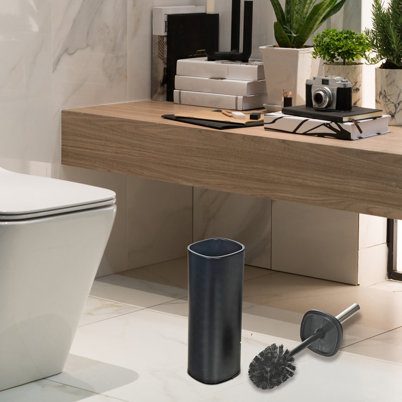 Porte-brosse de toilette en métal avec couvercle