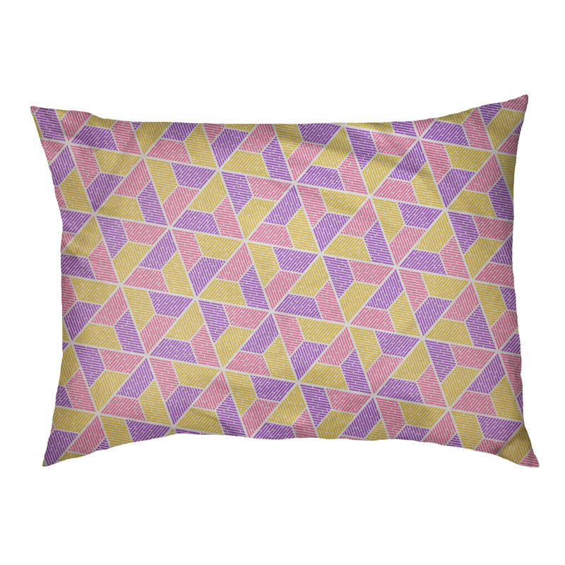 Coussin pour chien Byrge Trapezoids, Moyen (l 28 po x P 18 po x H 19,5 po), Jaune/rose/mauve