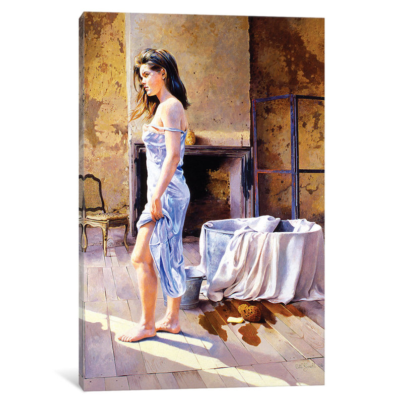 « elisa e la tinozza », reproduction d’art sur toile tendue, H 40 po x l 26 po x P 1,5 po, Toile tendue, Pas de tapis