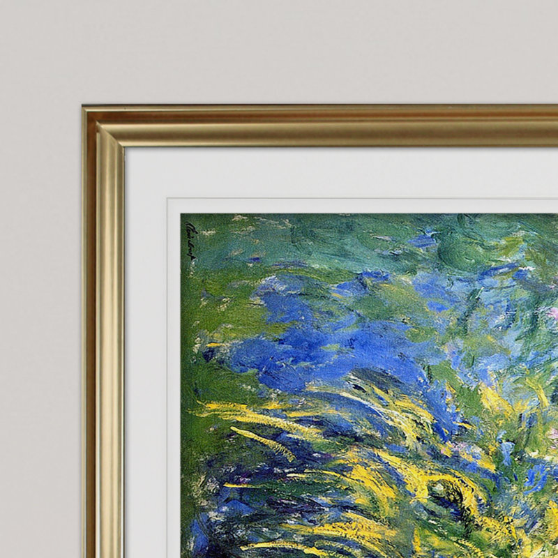 «Irises» par Claude Monet - reproduction d'art sur toile, Impression encadrée, H 28 po x l 38 po, Doré