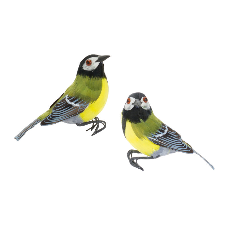 Winston Porter Damitrius 12 Piece Foam/Feather Bird Set, Green/White/Gray