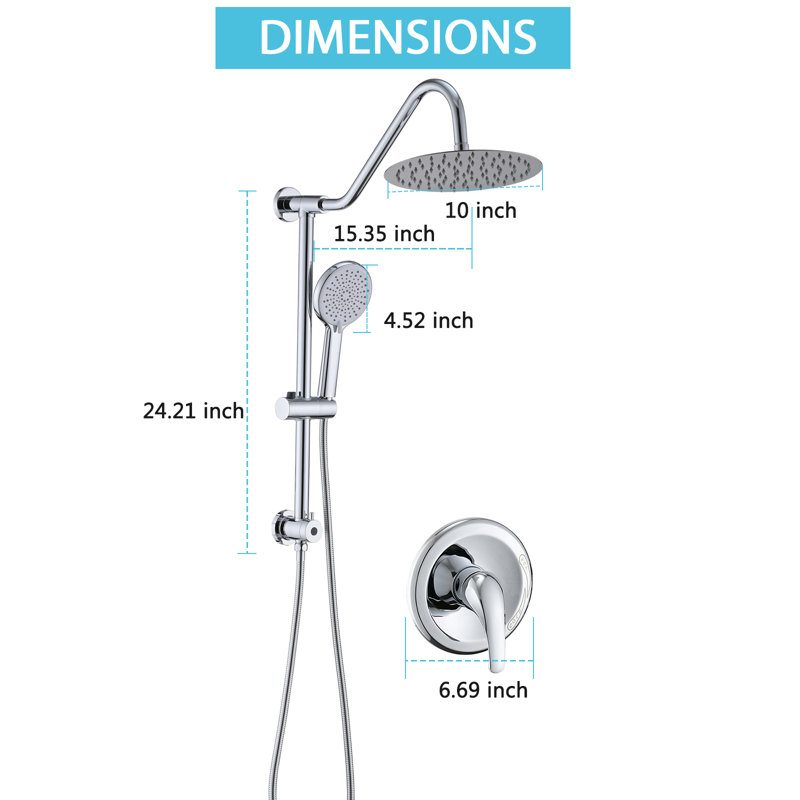 Complete Rainfall Shower System With Rough In-valve And Slide Bar, Chrome